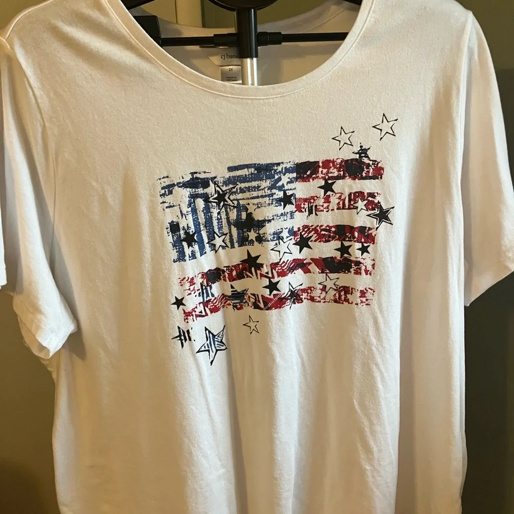 CJ Banks Women’s 2X Patriotic Tops Bundle (4) Star Flag Americana Plus Size - Picture 9 of 16